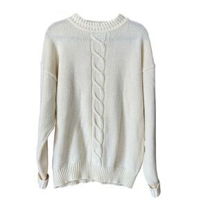 Vintage Cream White Cable Knit Fisherman’s Sweater